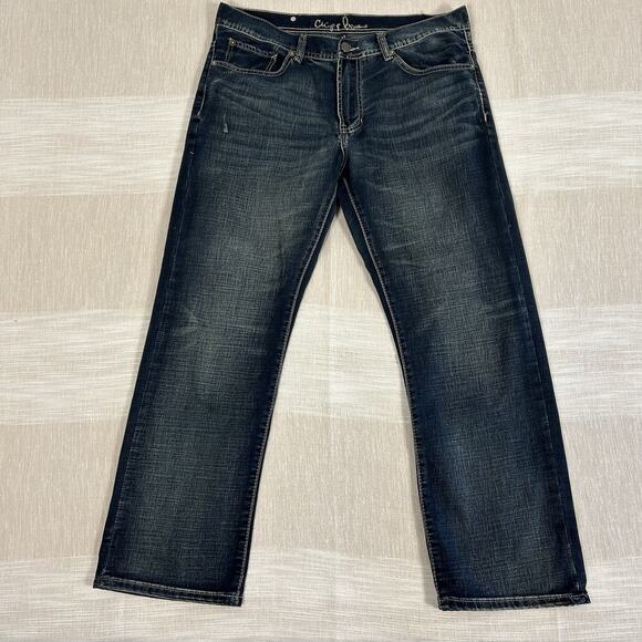 Chip & Pepper Men's Tuck Relaxed Straight Jeans 34x30 Whiskering Distressing - Picture 1 of 9